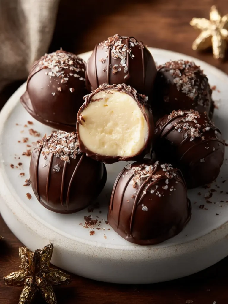 Creamy Eggnog Truffles with Dark Chocolate Coating First Image
