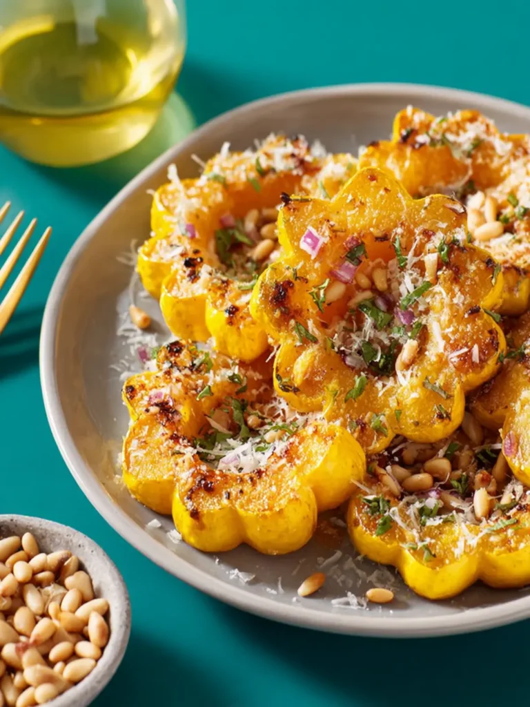 Honey-Roasted Delicata Squash with Parmesan and Pine Nuts First Image