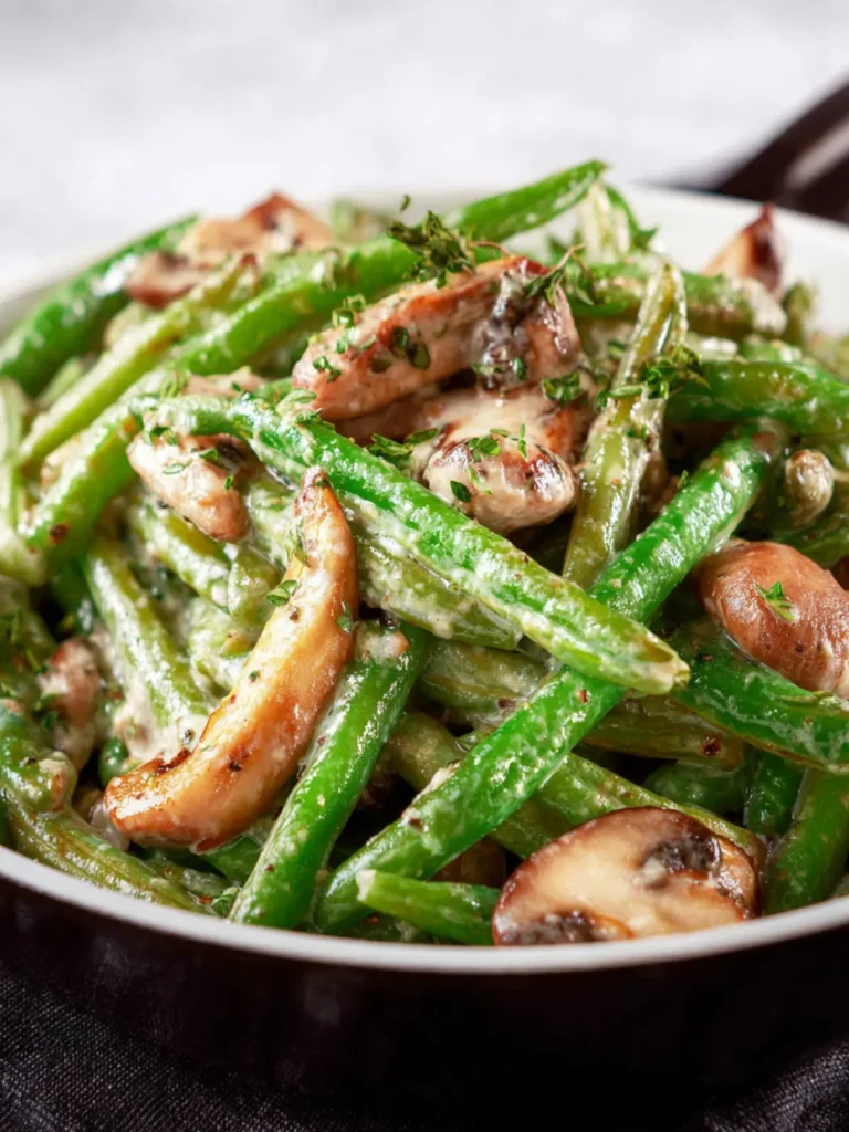 Creamy Skillet Green Beans with Mushrooms First Image
