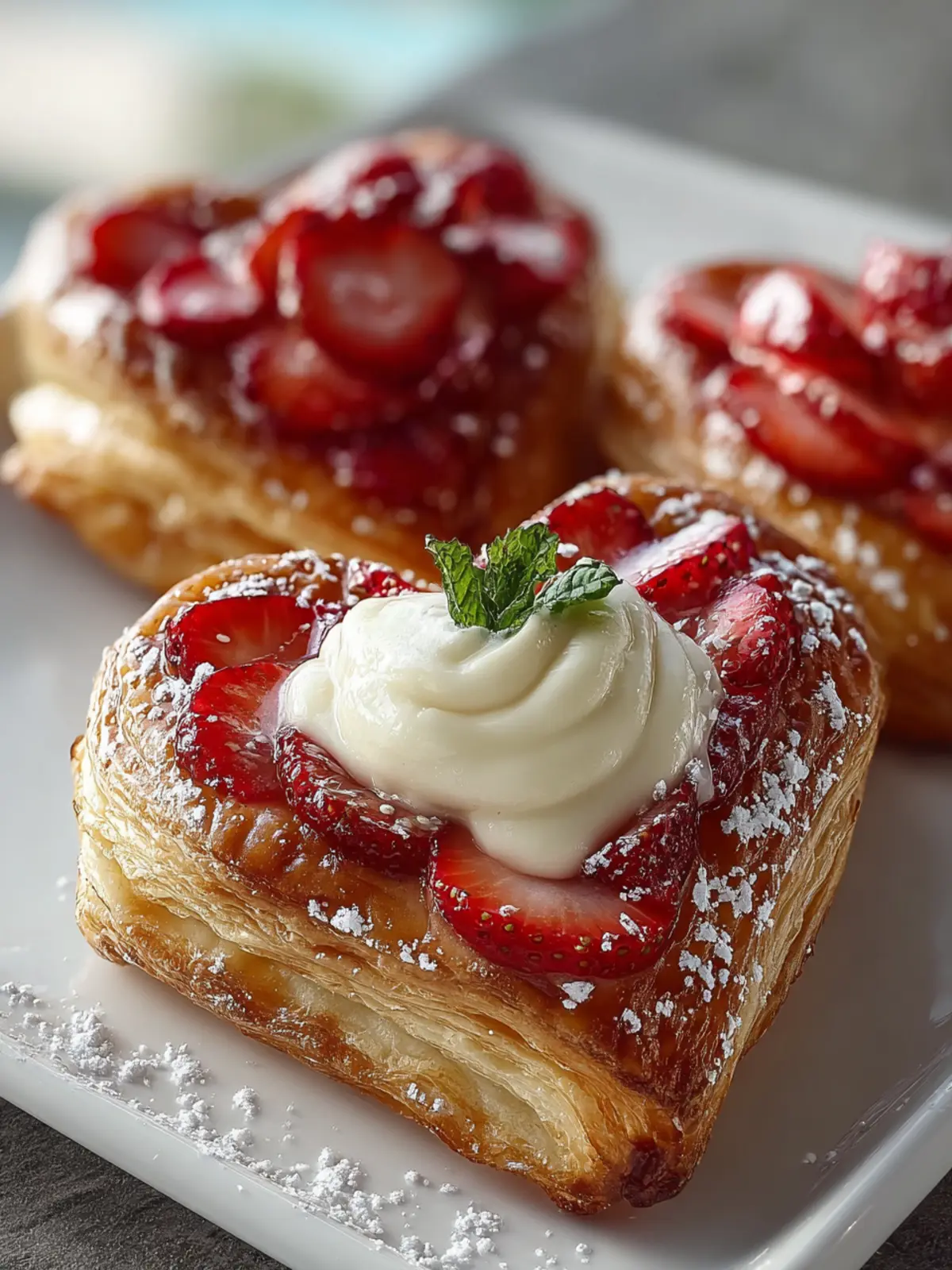Strawberry Cream Cheese Heart Danishes First Image