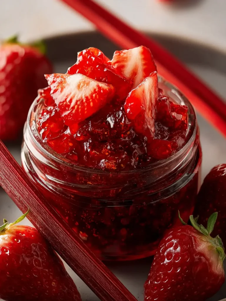 Strawberry Rhubarb Vanilla Bean Jam with Cinnamon Spice Delight First Image